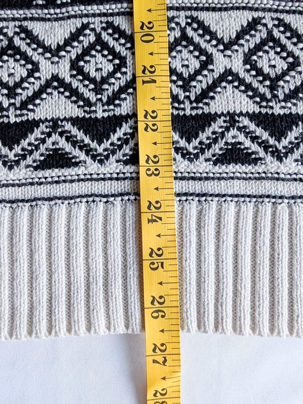 Chaps Black & Cream Fair Isle Patterned Knit Mock Neck Sweater Ski Apres Sz Lg - Picture 6 of 8